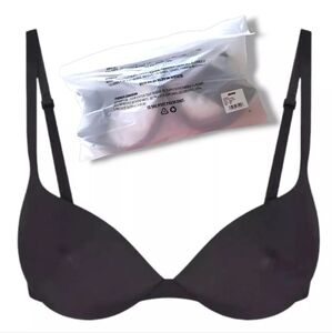 NWT SKIMS Ultimate Soft Padded Push-Up Nipple Detail Sexy Bra Black Onyx 40C